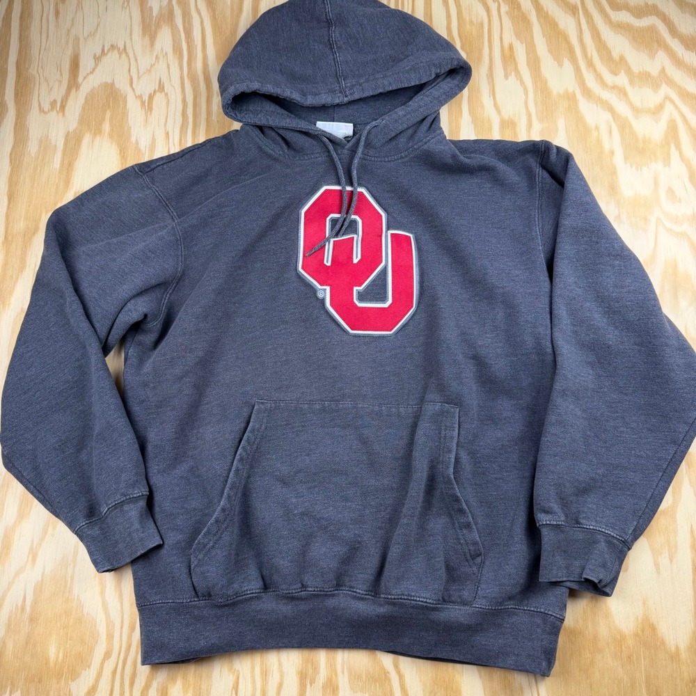 Majestic Section 101 Oklahoma Sooners Hoodie Mens Gray OU Logo Sweatshirt